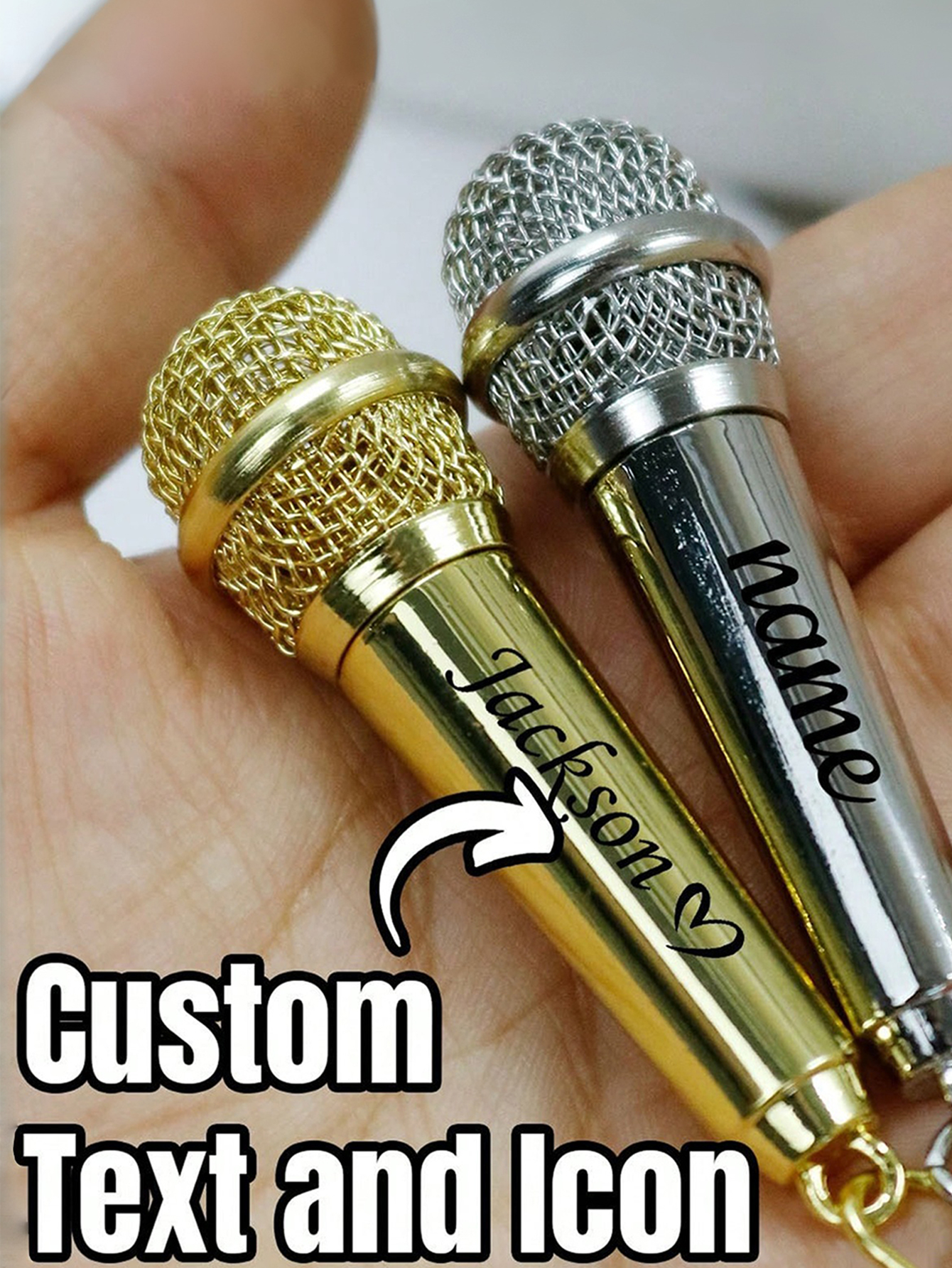 Custom Text Microphone Keychain